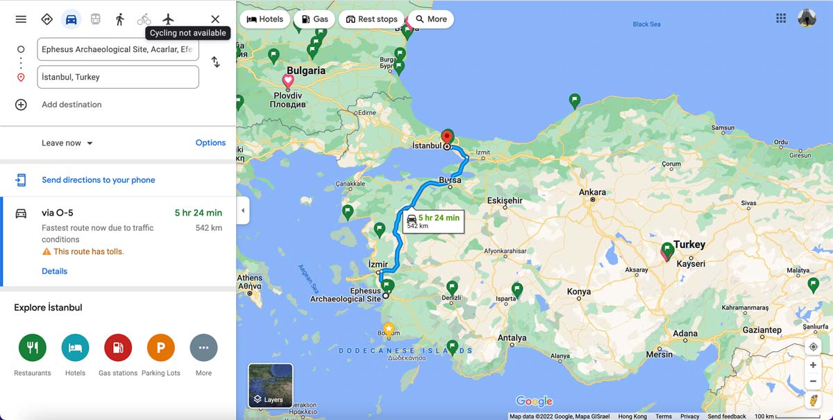 Istanbul-to-Ephesus-Distance