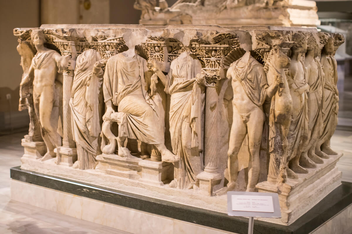 A sarcophagus in the Istanbul Archeology Museum