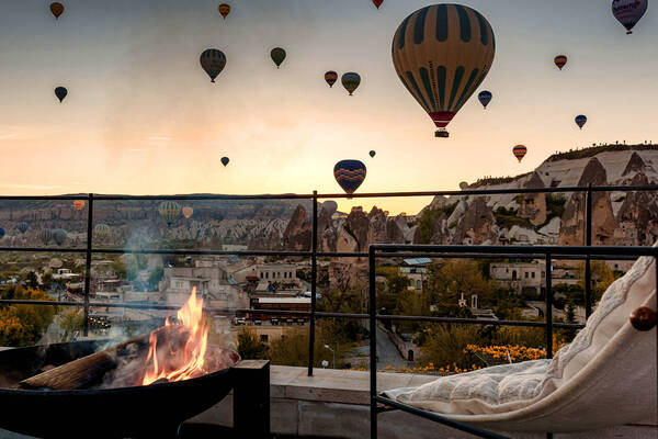 Carus Cappadocia Private Balcony With Views of Hot Air Balloons