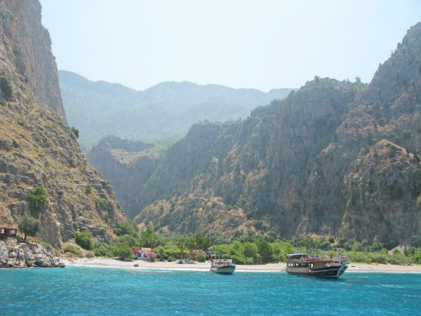 Boats in Butterfly Valley, Turkey